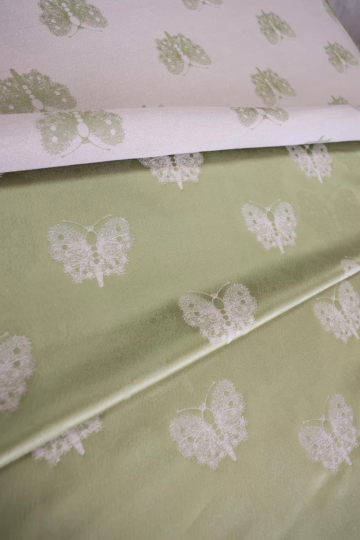 SJKSM003- Jacquard silk wool blend fabric,  matcha green 135cm wide by the yard