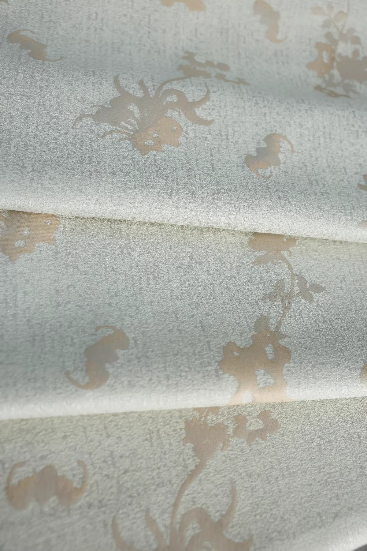 SJKSM017- Jacquard silk wool blend fabric, 41 momme ,cream yellow, 135cm wide by the yard