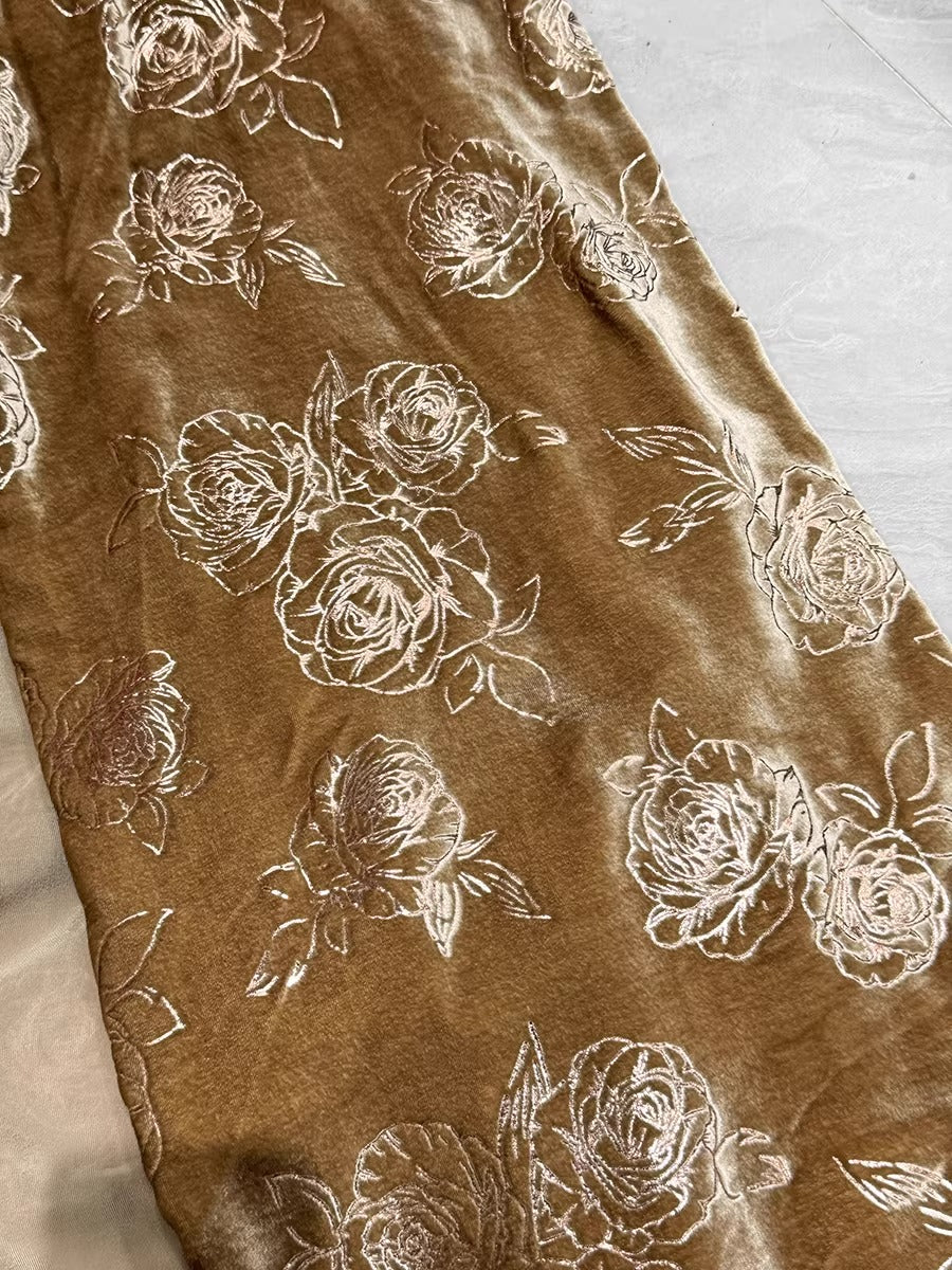 XYYHSR012 - Hot Stamping Metallic Silk Velvet Fabric, 140cm wide by the Yard