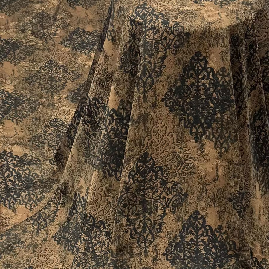 XYHYS 青铜栏杆纹- Jacquard HUALUO Hongyunsha silk fabric, 25 momme openwork texthture, 110cm by e Yard