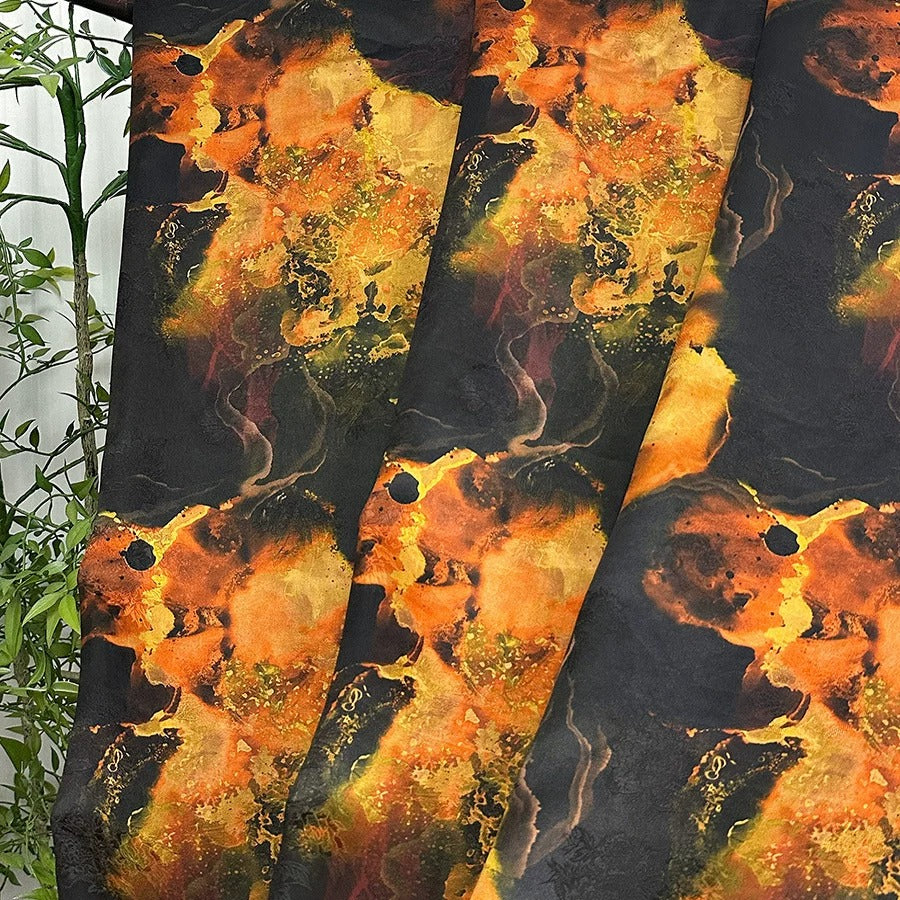火山熔岩    Mud Silk fabric, Jacquard HUALUO, 25 momme 110cm wide by the Yard