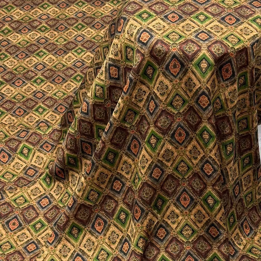 XYHYS 格子- Jacquard HUALUO Hongyunsha silk fabric, 25 momme openwork texthture, 110cm by e Yard