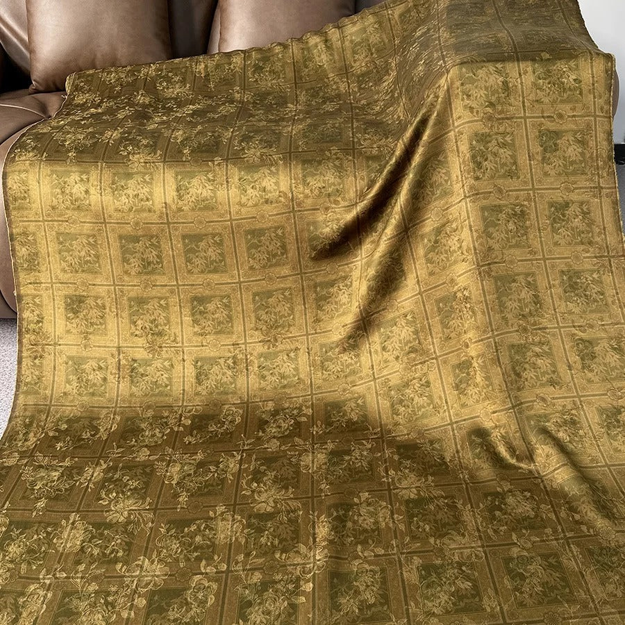 青金御格 Mud Silk fabric, Jacquard HUALUO, 25 momme 110cm wide by the Yard