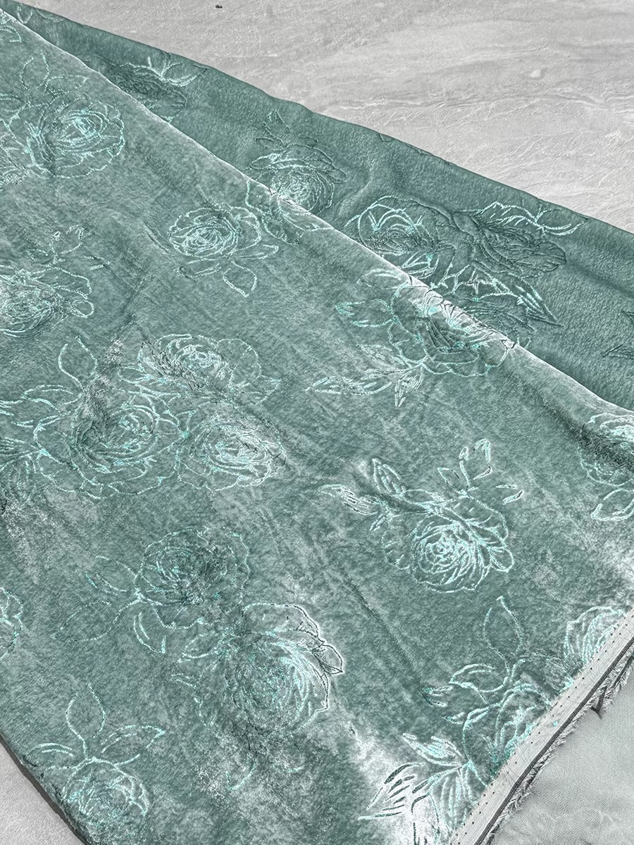 XYYHSR012 - Hot Stamping Metallic Silk Velvet Fabric, 140cm wide by the Yard