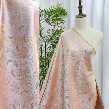 XYLDXSJ 月牙团窠粉色 - Gilt-Thread Song Brocade 织金宋锦, 38 momme 140cm wide by the yard