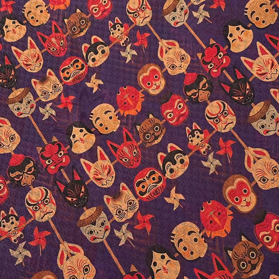 XYHYS 非遗脸谱- Jacquard HUALUO Hongyunsha silk fabric, 25 momme openwork texthture, 110cm by e Yard