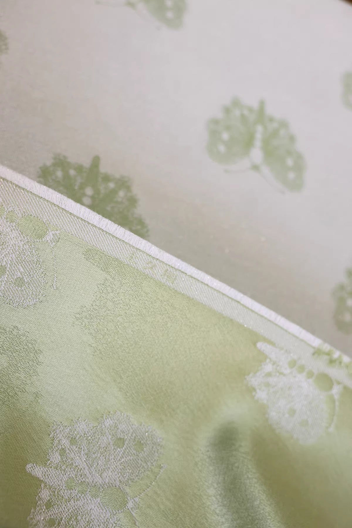 SJKSM003- Jacquard silk wool blend fabric,  matcha green 135cm wide by the yard