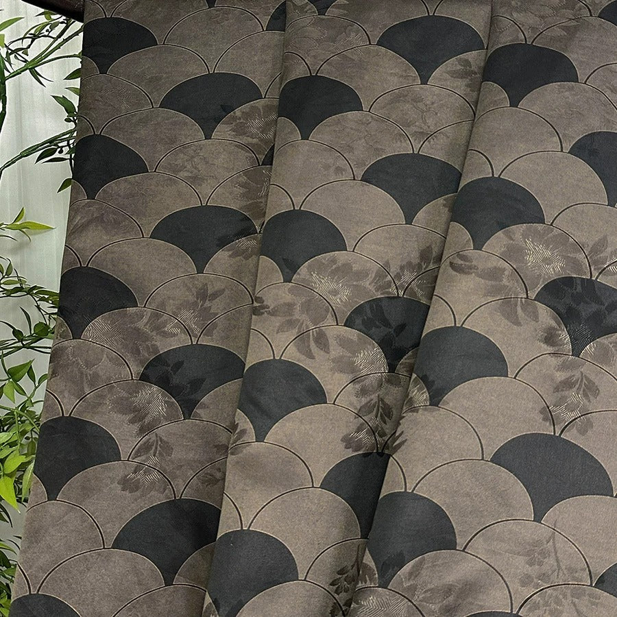 扇形暗影 Mud Silk fabric, Jacquard HUALUO, 25 momme 110cm wide by the Yard
