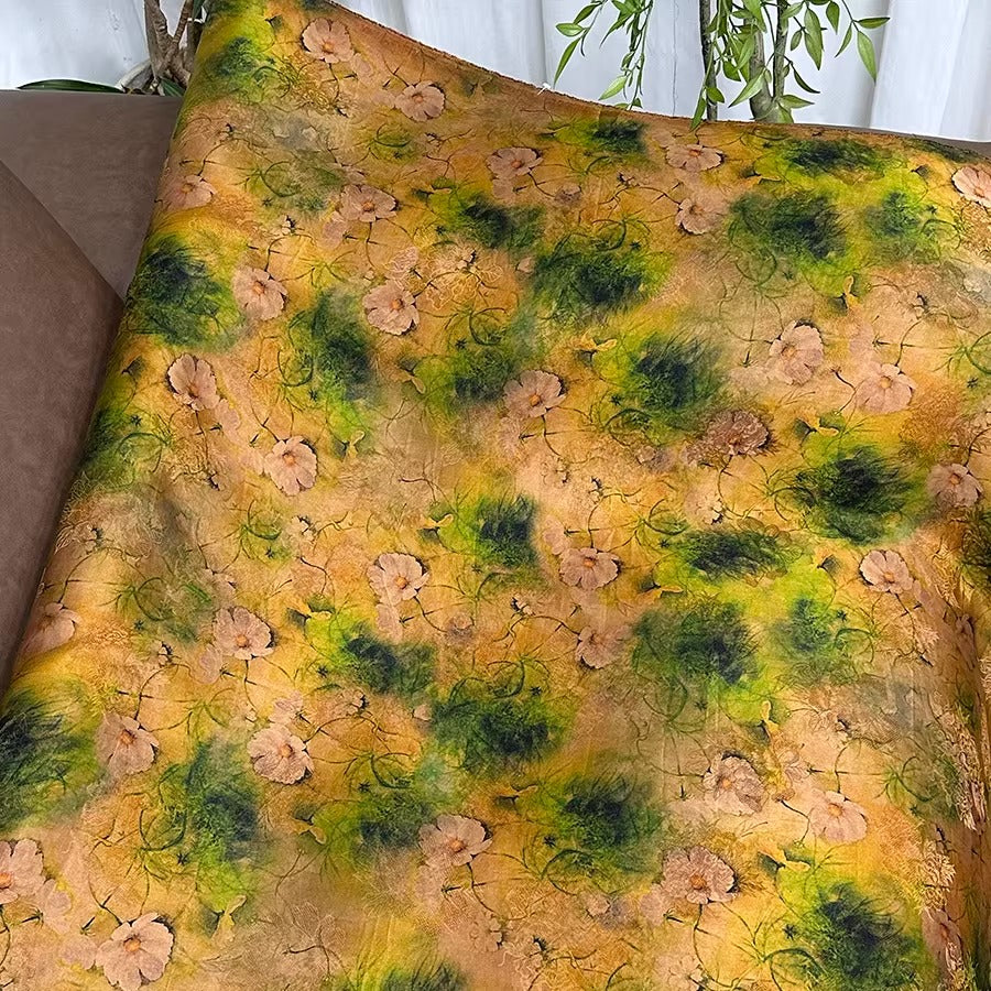 XYHYS 小菊花- Jacquard HUALUO Hongyunsha silk fabric, 25 momme openwork texture, 110cm by the Yard