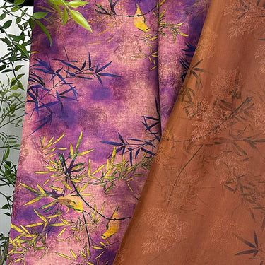 紫竹飞鸟 Mud Silk fabric, Jacquard HUALUO, 25 momme 110cm wide by the Yard