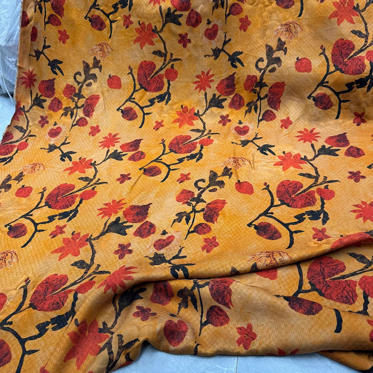 XYTH - Plant dyed HongYunSha Silk fabric, Openwork HUALUO, 25 momme 110cm wide by the Yard