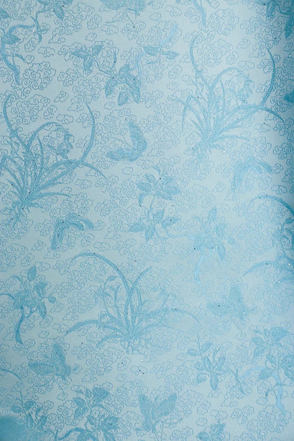 SJKSM005- Jacquard silk wool blend fabric,  54 momme ,pale blue, 135cm wide by the yard