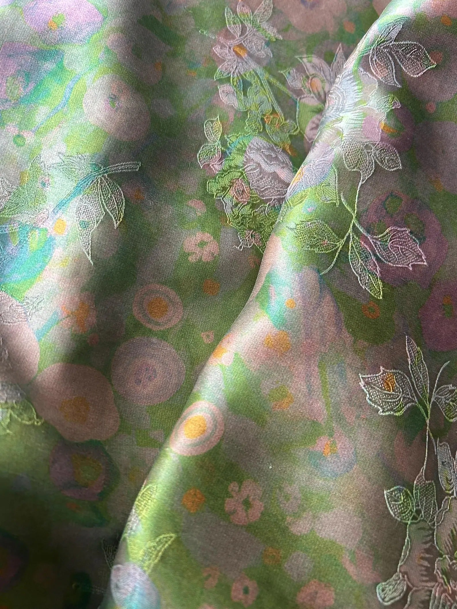 YOULH - Handmade 25 Momme HUALUO Jacquard Mud Silk Fabric (Openwork texture) - 112cm by the Yard