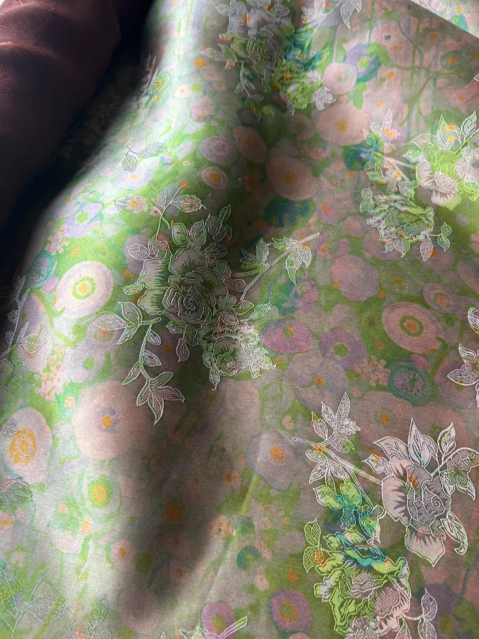 YOULH - Handmade 25 Momme HUALUO Jacquard Mud Silk Fabric (Openwork texture) - 112cm by the Yard