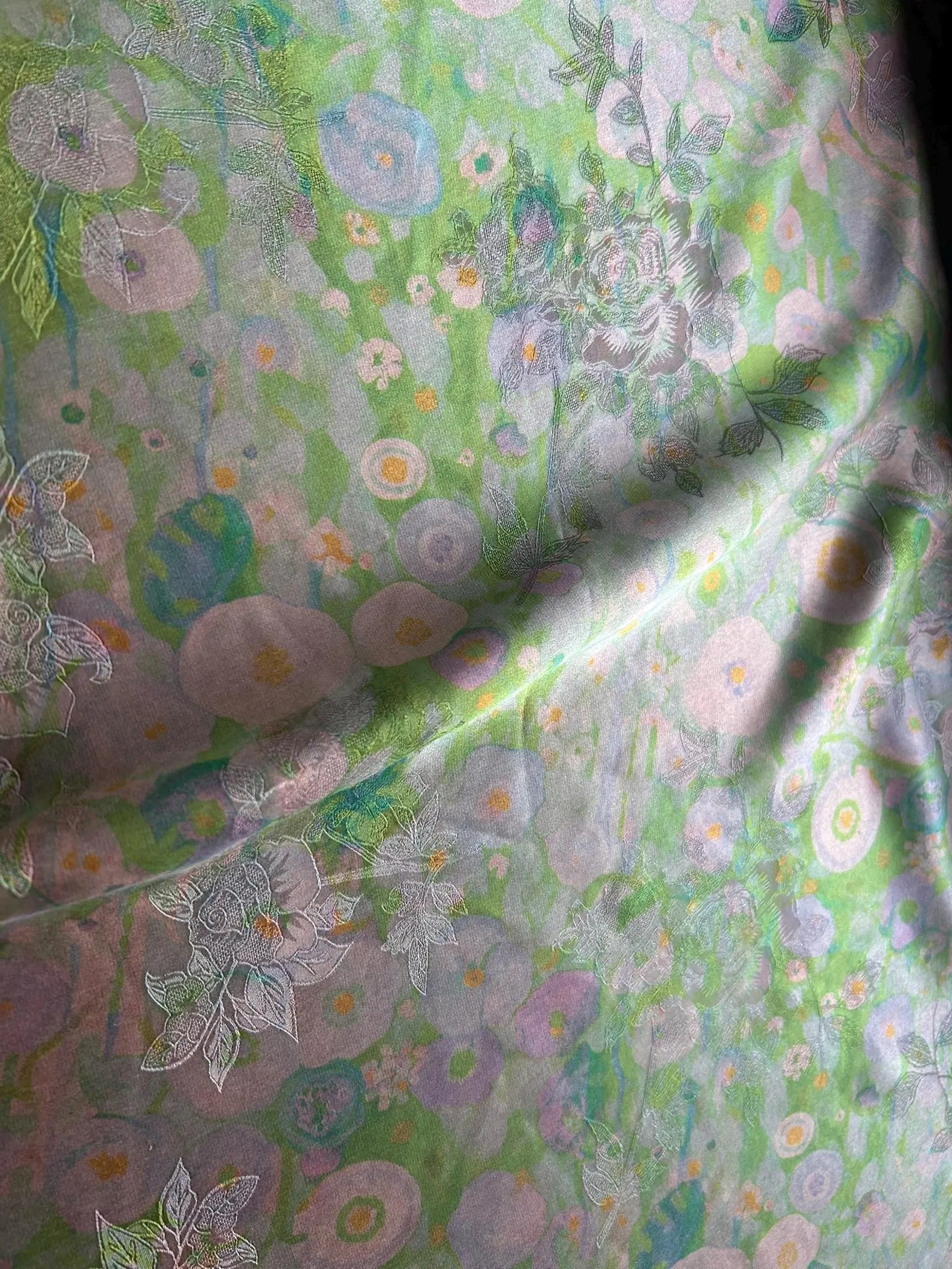 YOULH - Handmade 25 Momme HUALUO Jacquard Mud Silk Fabric (Openwork texture) - 112cm by the Yard