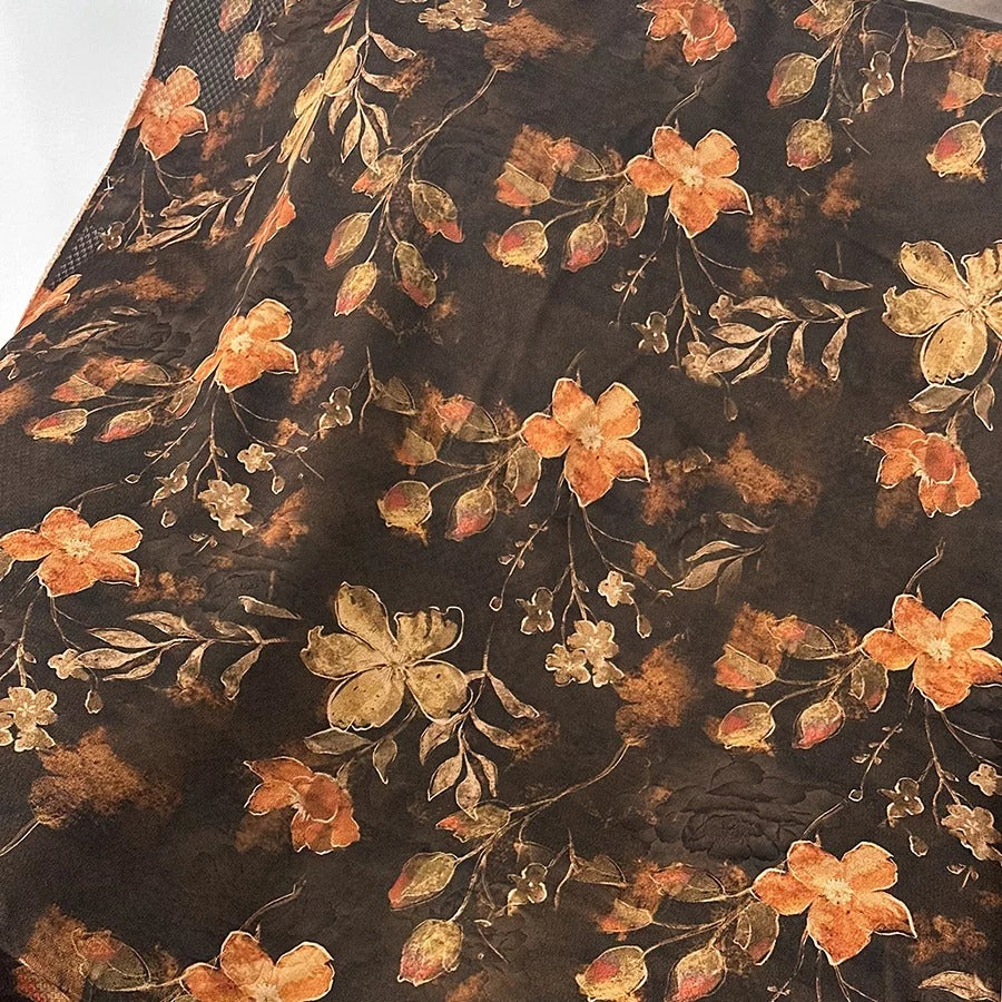 XYYLH - Plant dyed HongYunSha Silk fabric, Openwork HUALUO, 25 momme 110cm wide by the Yard