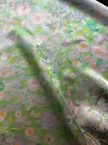 YOULH - Handmade 25 Momme HUALUO Jacquard Mud Silk Fabric (Openwork texture) - 112cm by the Yard