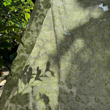 李德喜。四经八纬色织罗XYLN007 - Leno silk fabric, green peony ,  25 momme 114cm wide by the yard