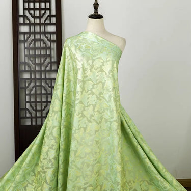 李德喜。四经八纬色织罗 XYLN012 - Leno silk fabric, yellow green butterfly,  25 momme 114cm wide by the yard