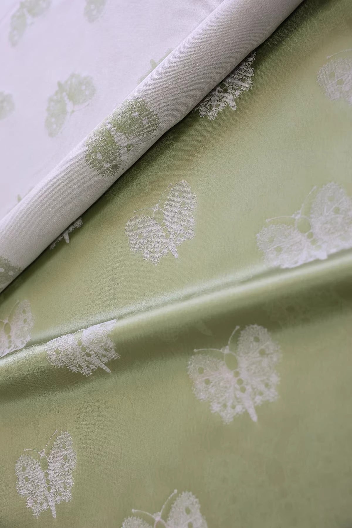 SJKSM003- Jacquard silk wool blend fabric,  matcha green 135cm wide by the yard