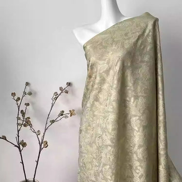 XYLN038 - Leno silk fabric, Gold weave Yarn-dyed, gold butterfly , 25 momme 114cm wide by the yard