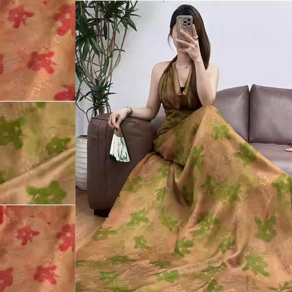 XYHYS 提花缎花萝- Jacquard HUALUO Hongyunsha silk fabric, 25 momme openwork texture, 110cm by the Yard