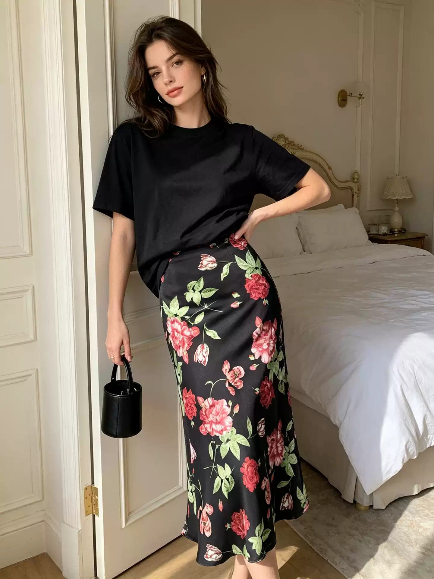 ROSES - 100% Mulberry Silk Skirt