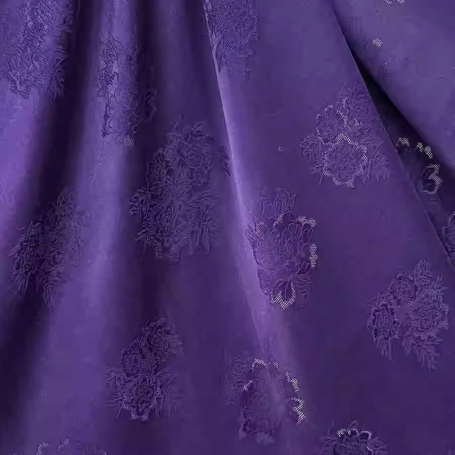 XYHYS 纯色紫色- Jacquard HUALUO Hongyunsha silk fabric, 26 momme openwork texture, 110cm by the Yard