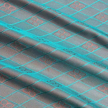 李德喜。四经八纬色织罗XYLN001 - Leno silk fabric, red and blue rhombus,  25 momme 114cm wide by the yard