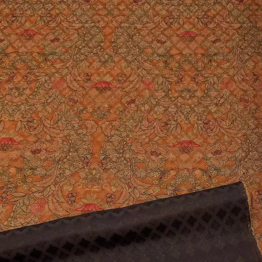 波斯花语  Mud Silk fabric, Jacquard HUALUO, 25 momme 110cm wide by the Yard