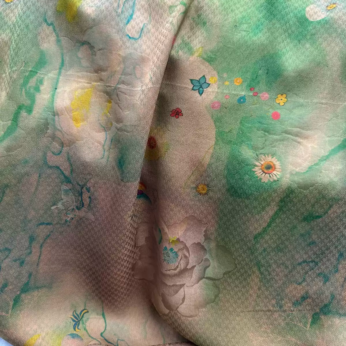 XYCYHZ - Plant dyed HongYunSha Silk fabric, Openwork HUALUO, 25 momme 110cm wide by the Yard