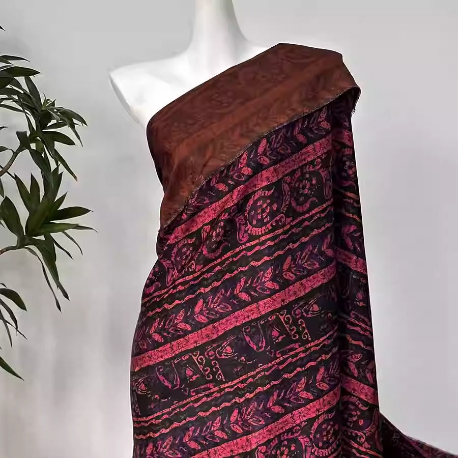 XYHYS 复古传统纹样- Jacquard HUALUO Hongyunsha silk fabric, 25 momme openwork texthture, 110cm by e Yard