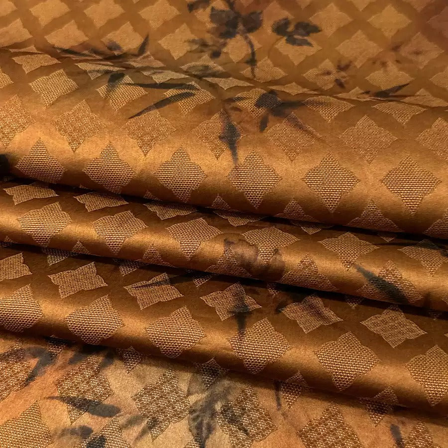 竹蝶   Mud Silk fabric, Jacquard HUALUO, 25 momme 110cm wide by the Yard