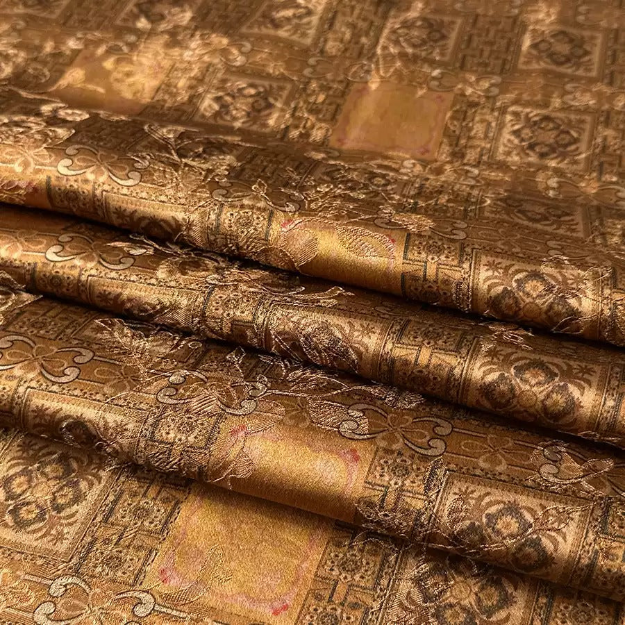 金格回纹    Mud Silk fabric, Jacquard HUALUO, 25 momme 110cm wide by the Yard