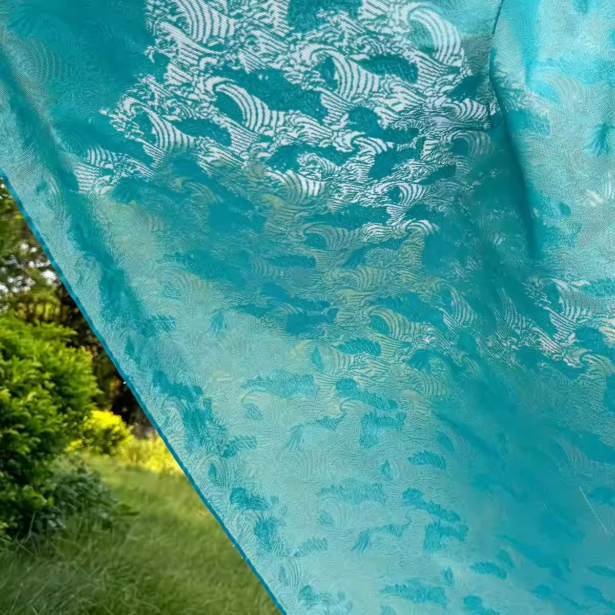 李德喜。四经八纬色织罗XYLN003 - Leno silk fabric,  blue,  25 momme 114cm wide by the yard