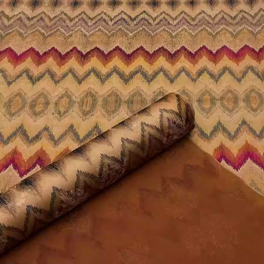 XYHYS 抽象几何- Jacquard HUALUO Hongyunsha silk fabric, 25 momme openwork texthture, 110cm by e Yard