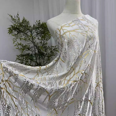 XYYHSR057 - Jacquard Silk Velvet Fabric, 140cm wide by the Yard