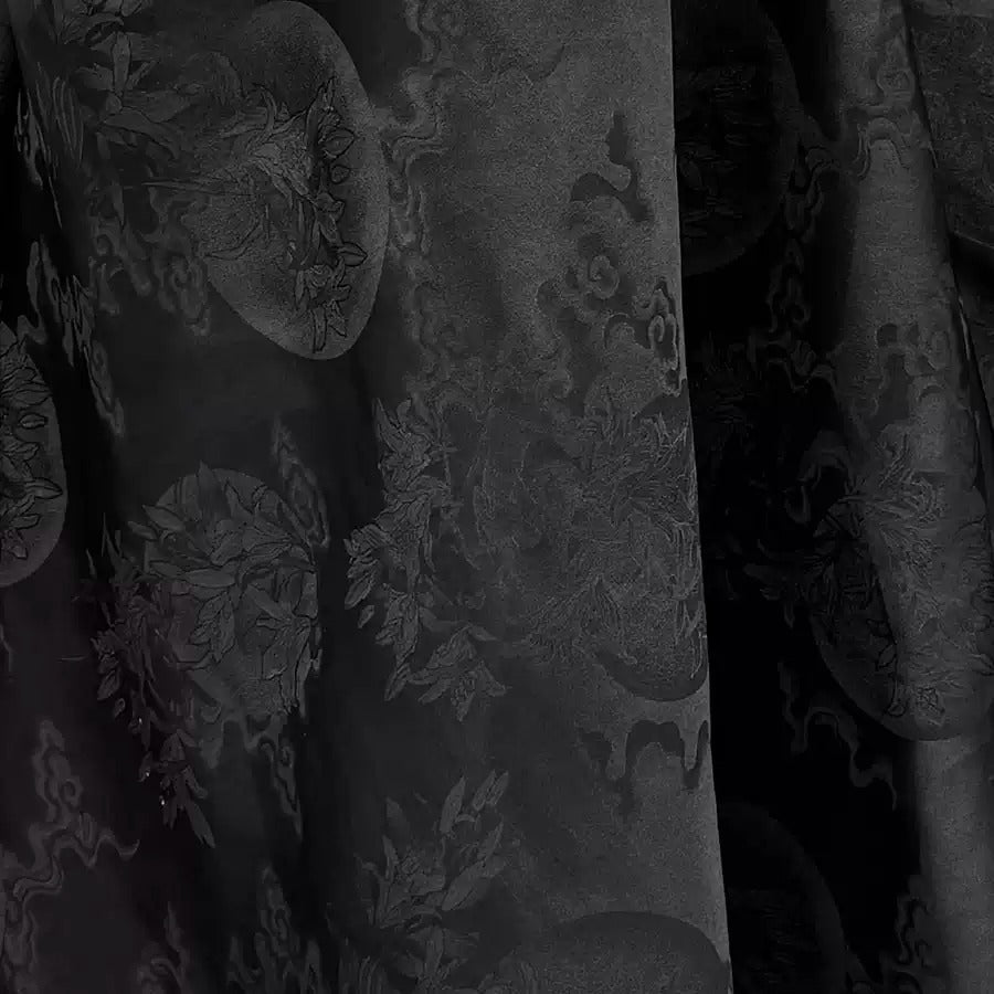 月桂云纹 Mud Silk fabric, Jacquard HUALUO, 25 momme 110cm wide by the Yard