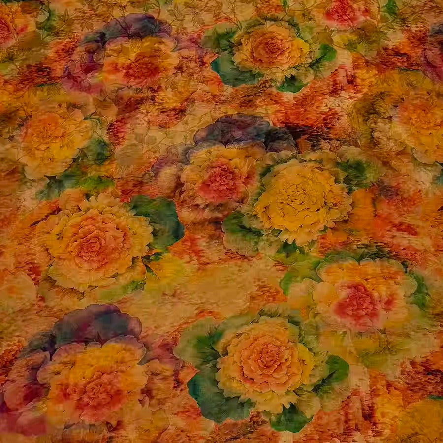 XYHYS 暖色芙蓉- Jacquard HUALUO Hongyunsha silk fabric, 25 momme openwork texthture, 110cm by e Yard