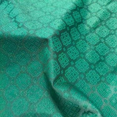 XYLN032 - Leno silk fabric, Gold weave Yarn-dyed, Green RUYI, 25 momme 114cm wide by the yard
