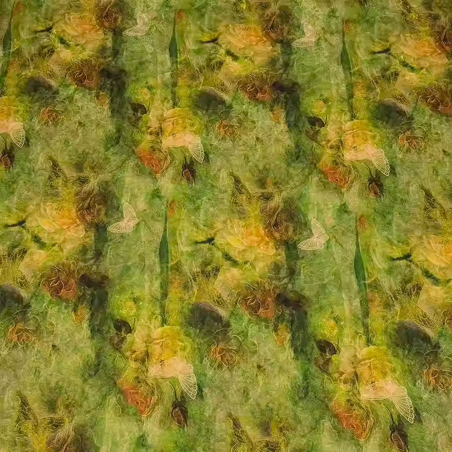 XYHYS 晕染蝴蝶- Jacquard HUALUO Hongyunsha silk fabric, 25 momme openwork texthture, 110cm by e Yard