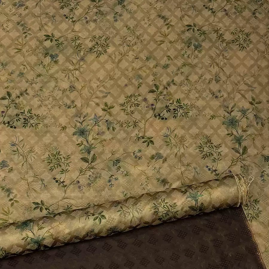 青芜   Mud Silk fabric, Jacquard HUALUO, 25 momme 110cm wide by the Yard