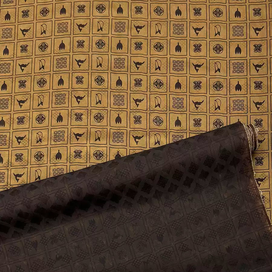 格子  Mud Silk fabric, Jacquard HUALUO, 25 momme 110cm wide by the Yard