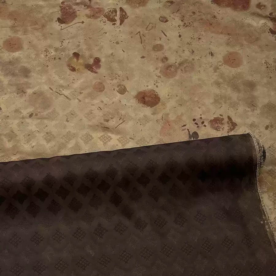 古纸丹砂  Mud Silk fabric, Jacquard HUALUO, 25 momme 110cm wide by the Yard