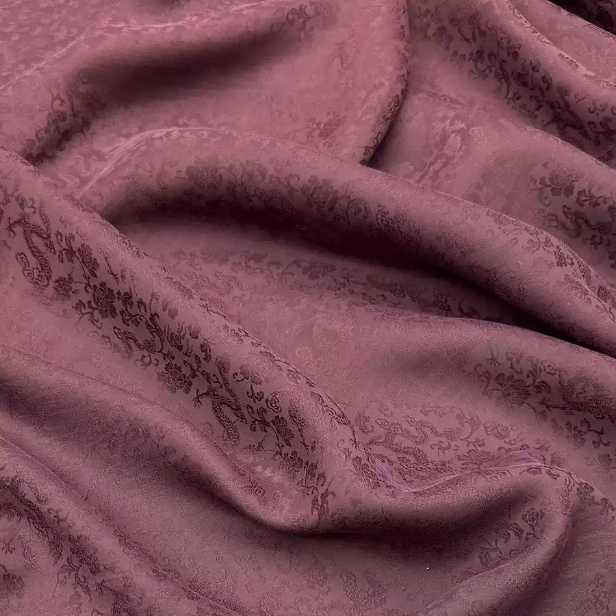 龙纹 Mud Silk fabric, Jacquard HUALUO, 25 momme 110cm wide by the Yard