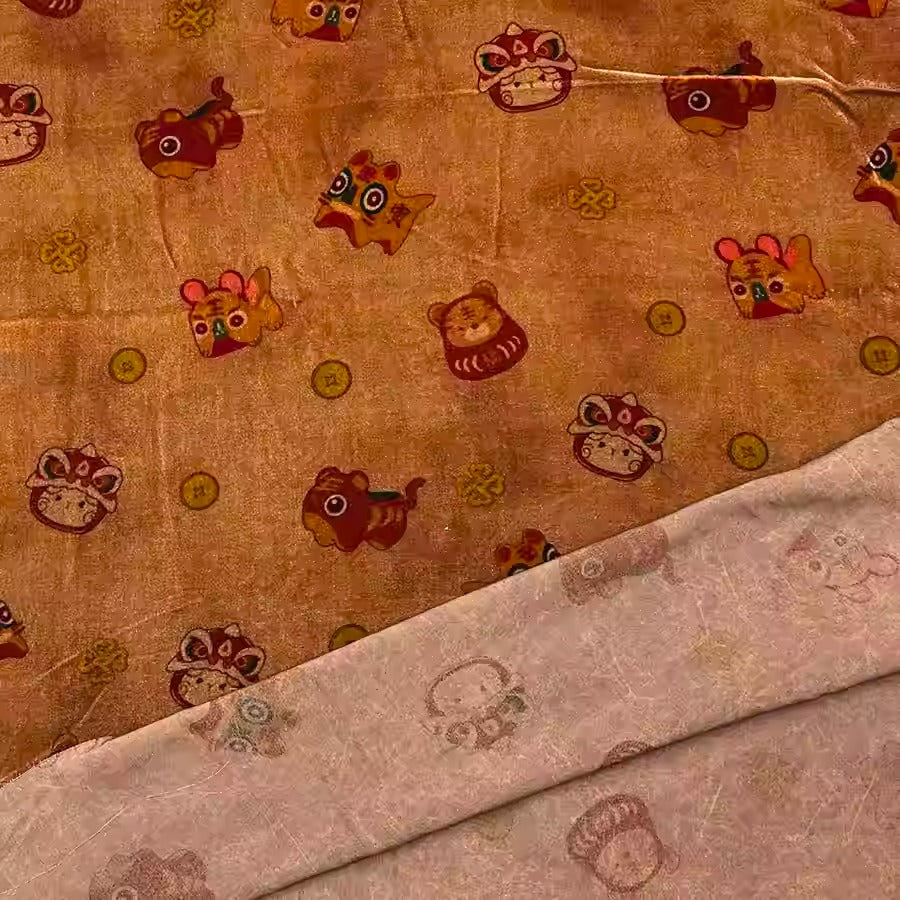XYYHSR005 - Plant-dyed Print Silk Velvet Fabric, 140cm wide by the Yard