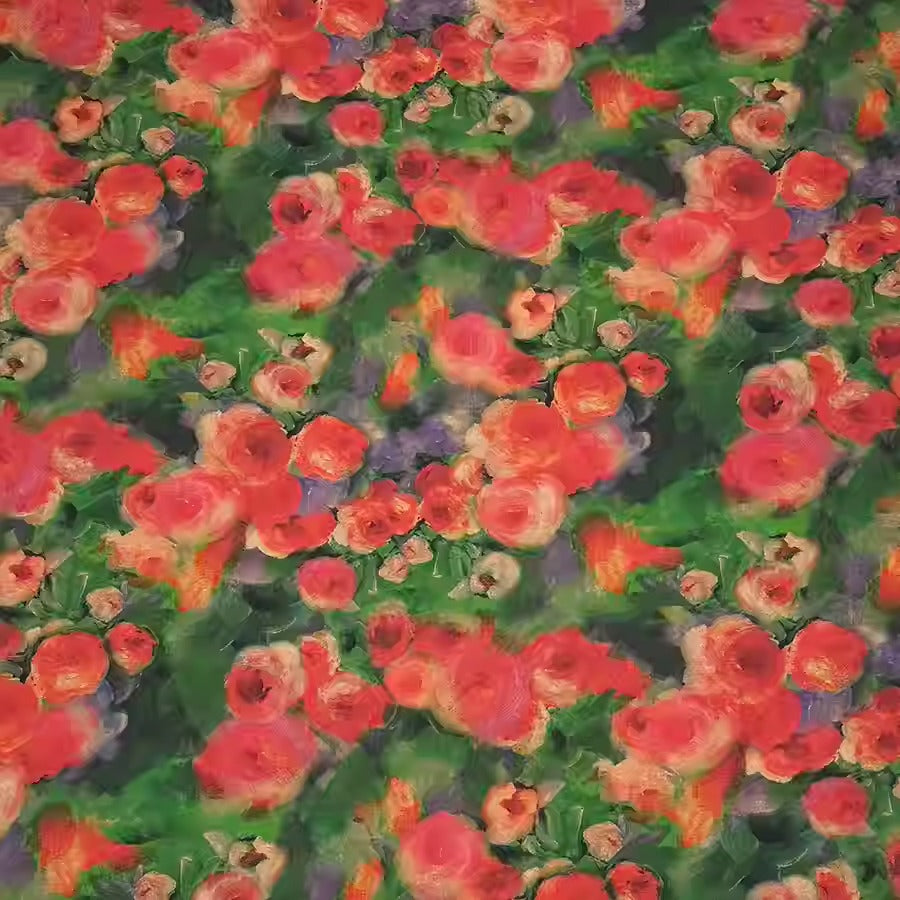 XYHYS 油画玫瑰- Jacquard HUALUO Hongyunsha silk fabric, 25 momme openwork texthture, 110cm by e Yard
