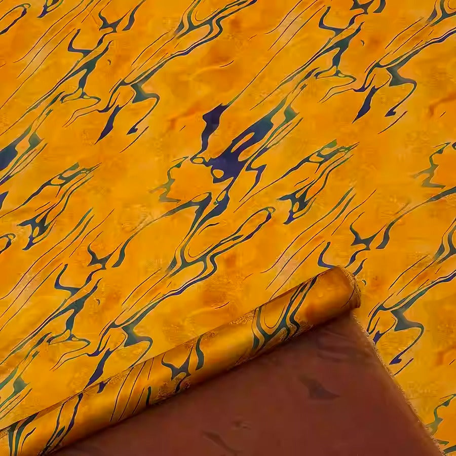 XYHYS 黄沙万里- Jacquard HUALUO Hongyunsha silk fabric, 25 momme openwork texthture, 110cm by e Yard