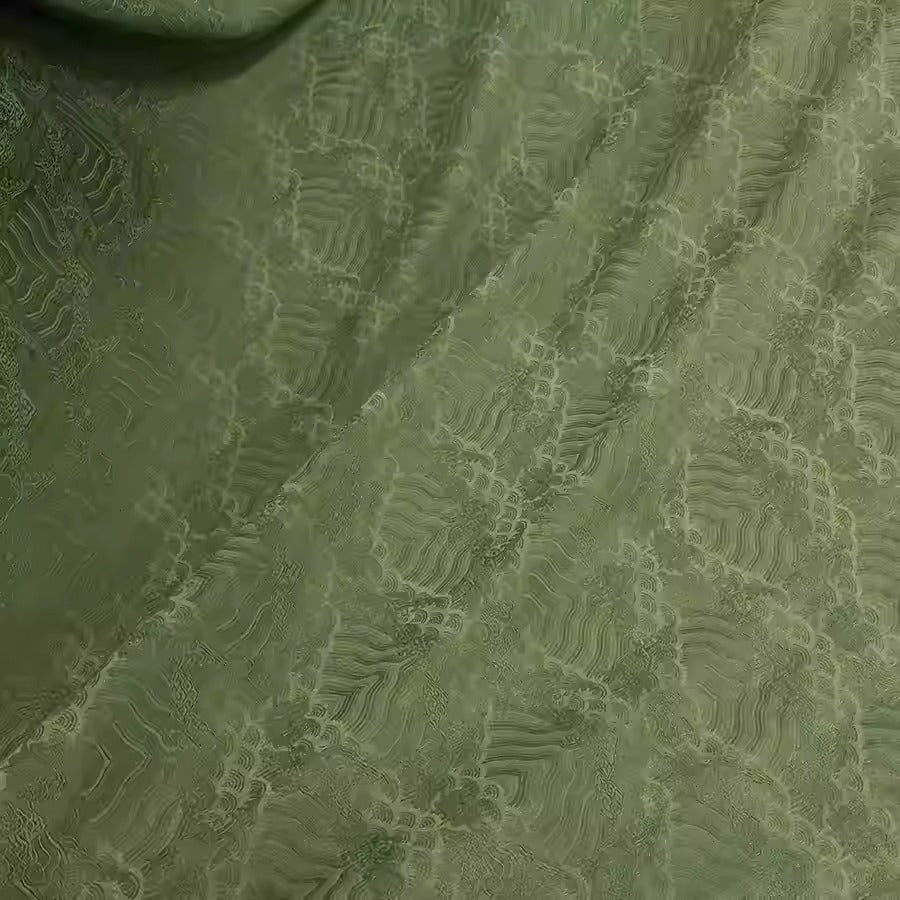 XYHYS 江崖海水纹- Jacquard HUALUO Hongyunsha silk fabric, 25 momme openwork texthture, 110cm by e Yard