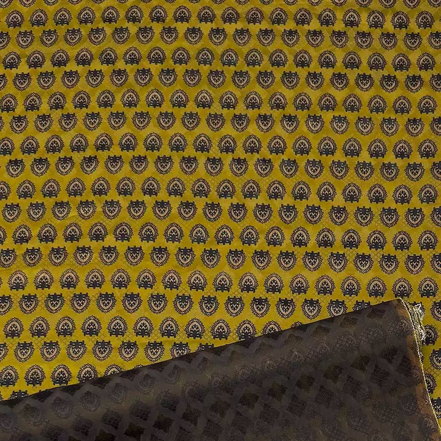 蔓生金  Mud Silk fabric, Jacquard HUALUO, 25 momme 110cm wide by the Yard
